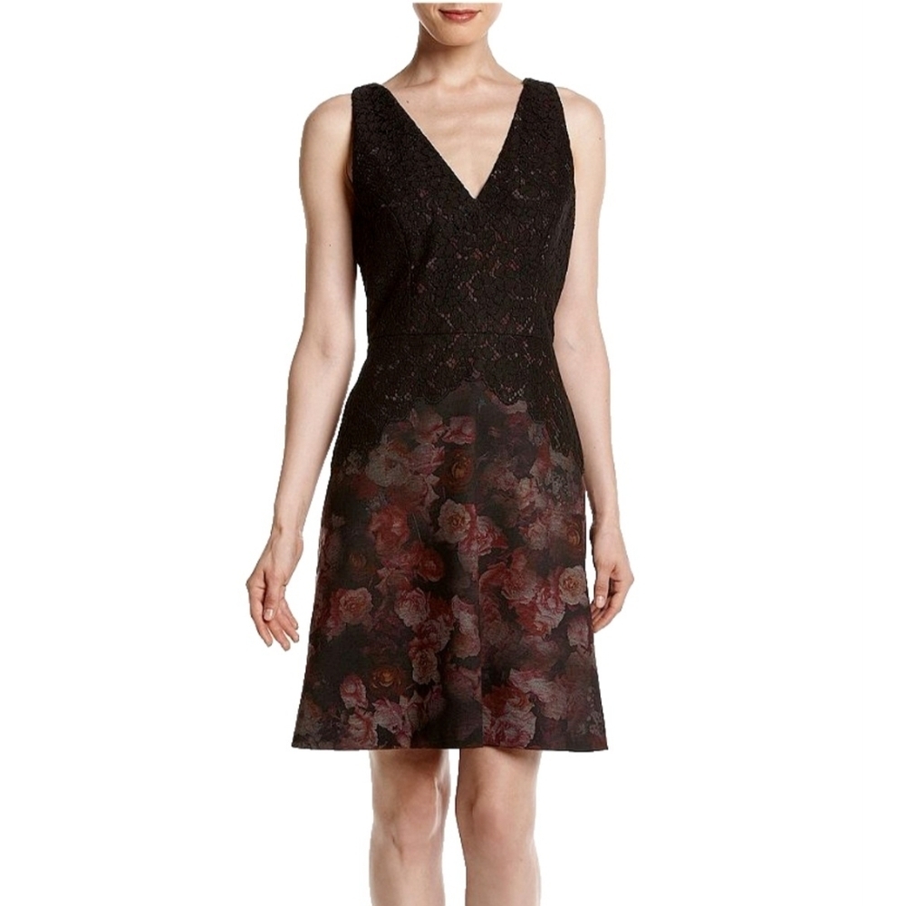 ADRIANNA PAPELL NWT FLORAL LACE FLARE DRESS